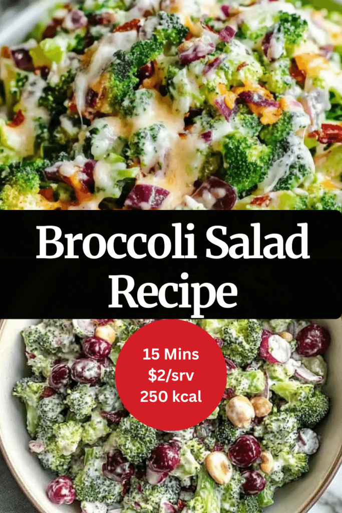Easy Broccoli Salad with Bacon and Cheese