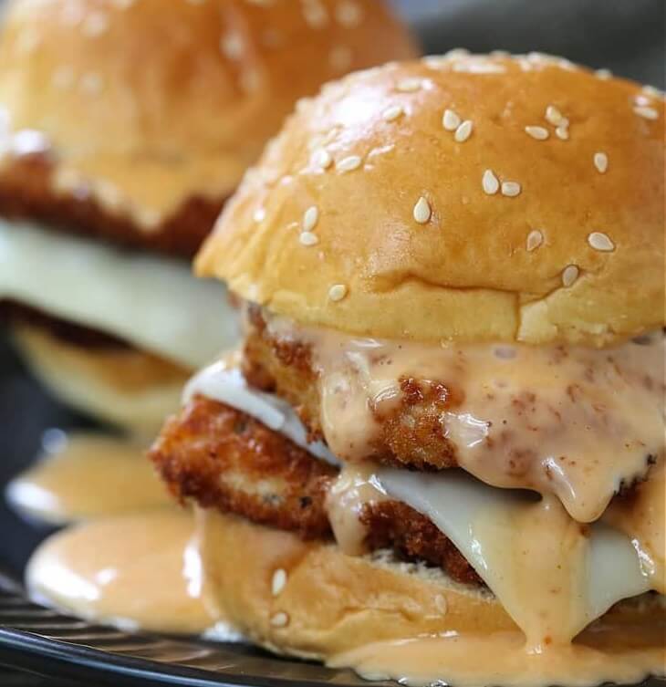 Crispy Chicken Sliders with Bang Bang Sauce