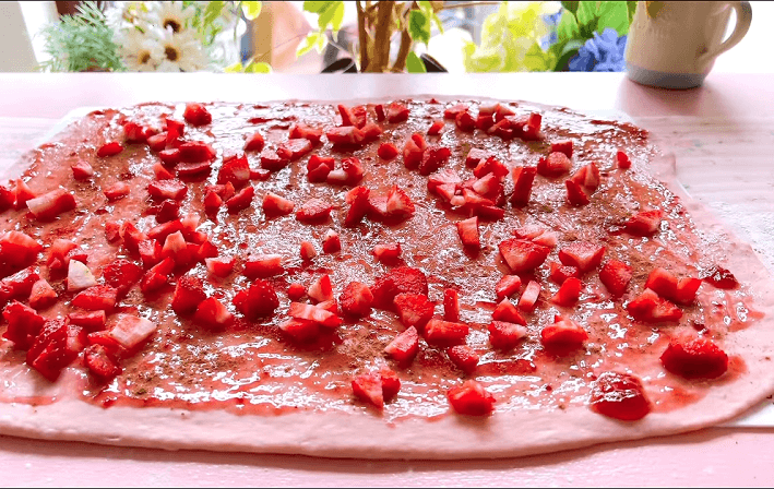 Homemade Strawberry Cinnamon Rolls with Icing
