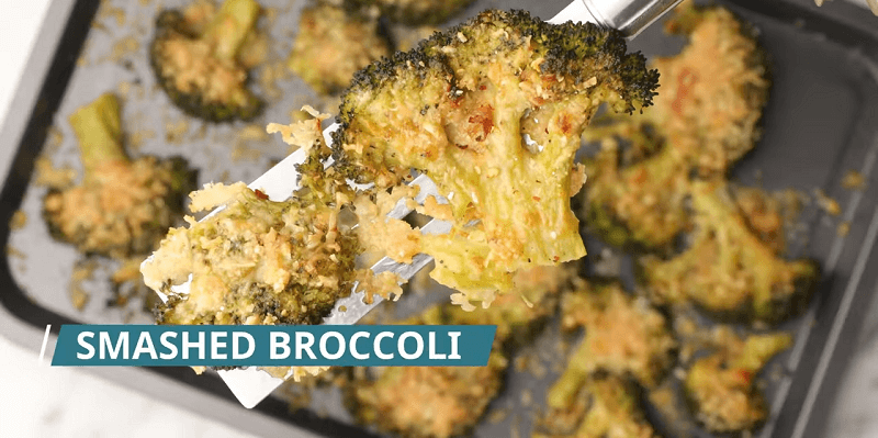 Roasted Smashed Broccoli with Parmesan